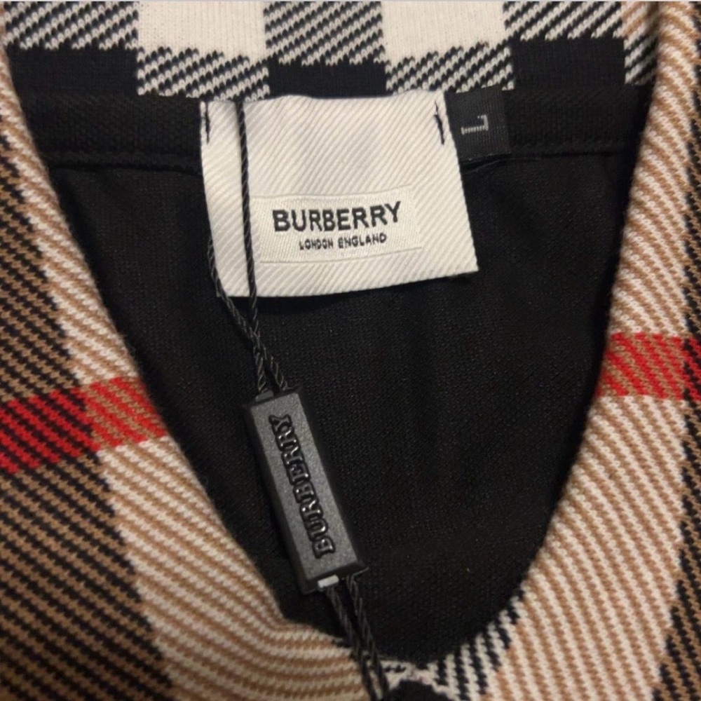 Burberry Black Polo with Checkered Collar